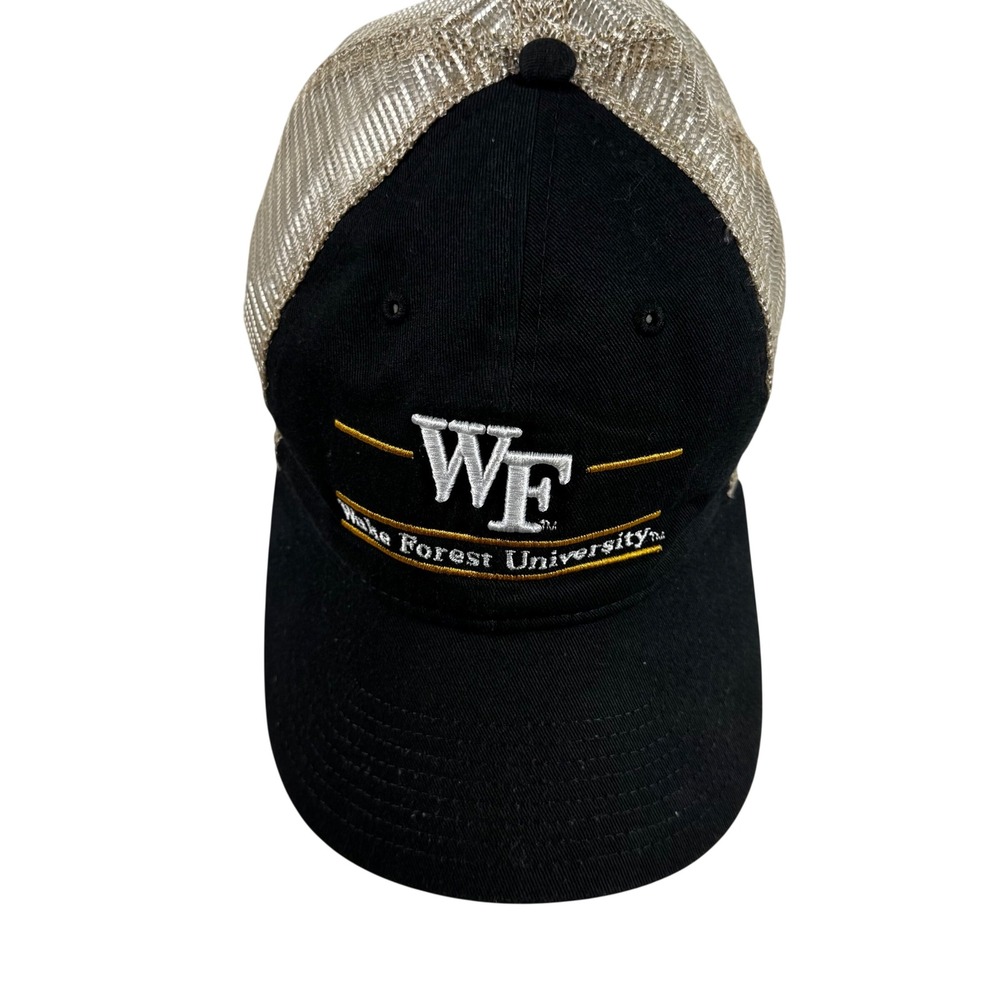 The Game Wake Forest University Trucker Hat Mens OSFM Black Tan Excellent Mesh - Picture 2 of 8